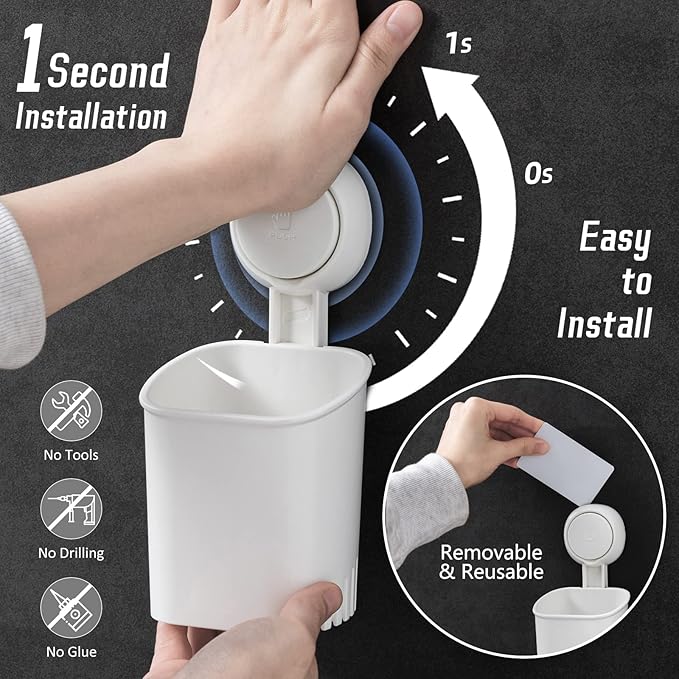 Punch-Free Toothbrush Wall Mount Holder (Pack of - 1)