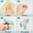 Dish Leaf-Shape Self Draining Soap Dish Holder, Not Punched Easy Clean Bar Soap Dish Holder With Suction Cup Soap