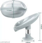 Dish Leaf-Shape Self Draining Soap Dish Holder, Not Punched Easy Clean Bar Soap Dish Holder With Suction Cup Soap