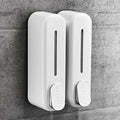 Wall-Mount Liquid Soap & Shampoo Dispenser | Refillable Bathroom Shower Gel Holder (White)
