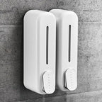 Wall-Mount Liquid Soap & Shampoo Dispenser | Refillable Bathroom Shower Gel Holder (White)