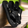 Mens casual synthetic leather sandal black