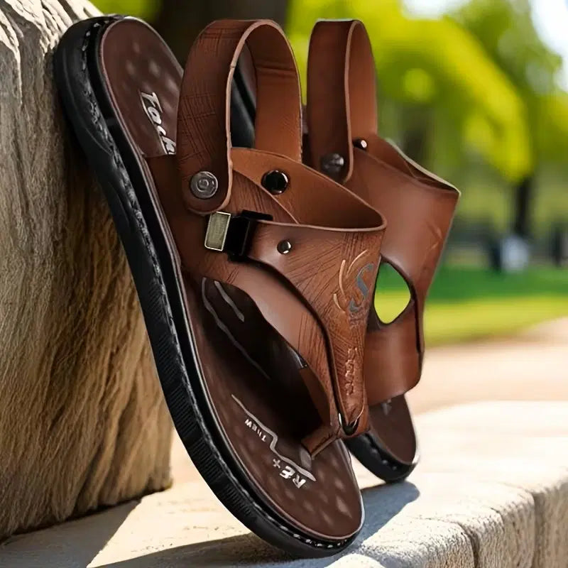 Men's Casual Synthetic Leather Sandal (tan color)