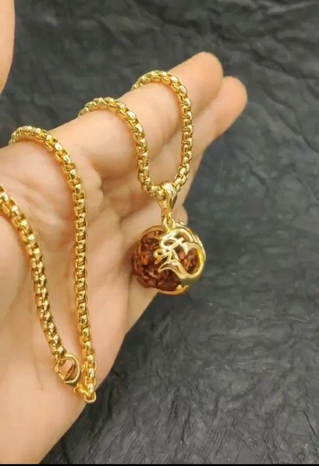 Om Rudraksh covered Pendant With Chain !