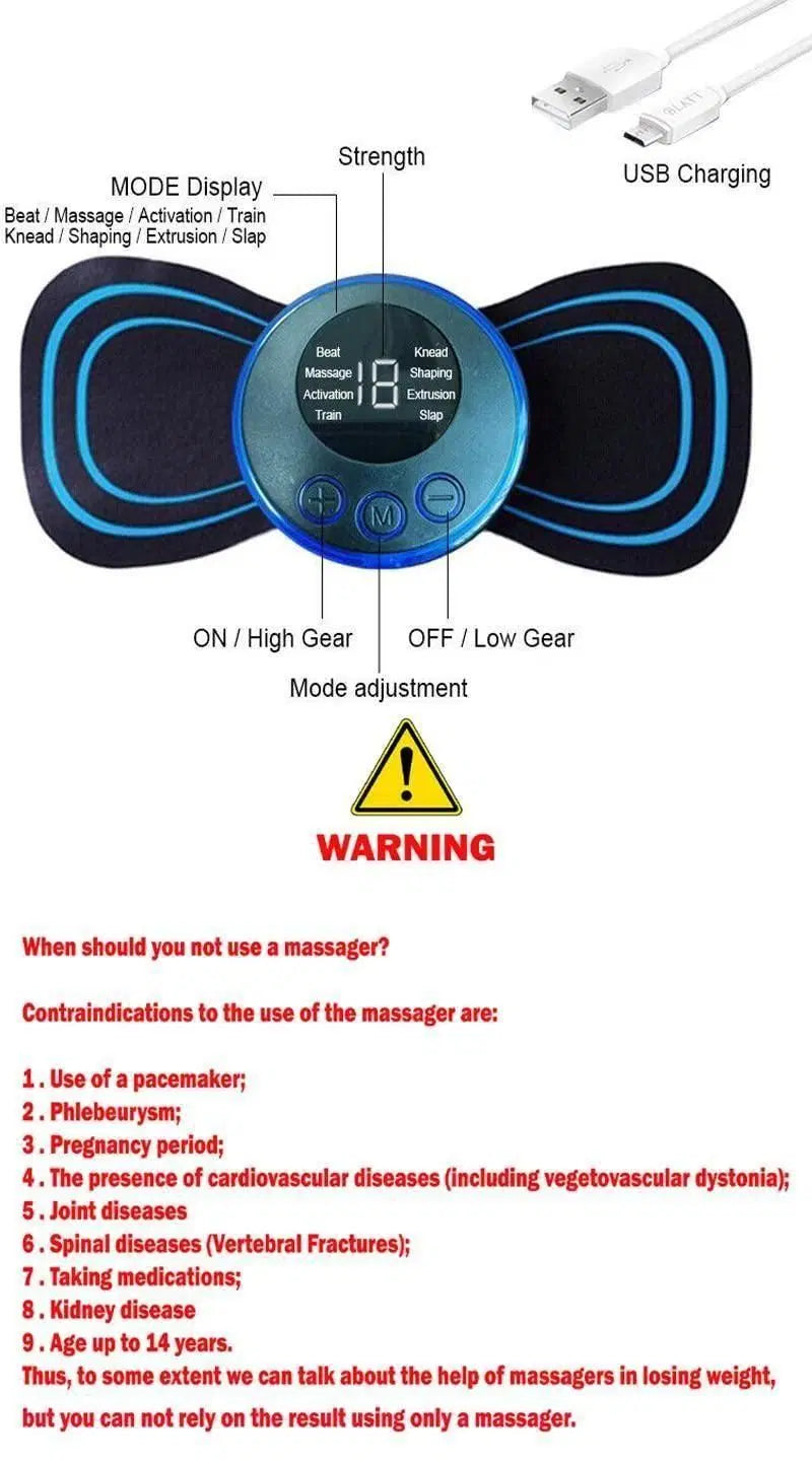 Mini Massager with 8 Modes and 19 Strength Levels, Rechargeable Electric Massager